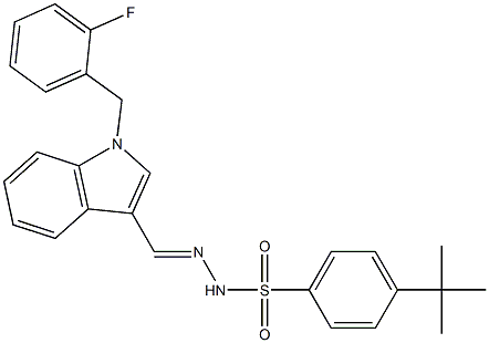 4-tert-butyl-N-[(E)-[1-[(2-fluorophenyl)methyl]indol-3-yl]methylideneamino]benzenesulfonamide 结构式