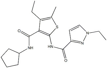 N-[3-(cyclopentylcarbamoyl)-4-ethyl-5-methylthiophen-2-yl]-1-ethylpyrazole-3-carboxamide Structure