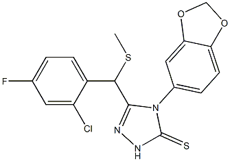 4-(1,3-benzodioxol-5-yl)-3-[(2-chloro-4-fluorophenyl)methylsulfanylmethyl]-1H-1,2,4-triazole-5-thione 化学構造式