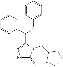 4-(oxolan-2-ylmethyl)-3-[phenyl(phenylsulfanyl)methyl]-1H-1,2,4-triazole-5-thione 化学構造式