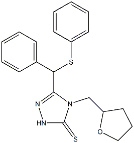 4-(oxolan-2-ylmethyl)-3-[phenyl(phenylsulfanyl)methyl]-1H-1,2,4-triazole-5-thione Struktur