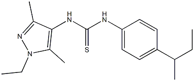 1-(4-butan-2-ylphenyl)-3-(1-ethyl-3,5-dimethylpyrazol-4-yl)thiourea 结构式