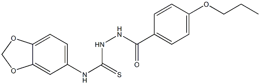 1-(1,3-benzodioxol-5-yl)-3-[(4-propoxybenzoyl)amino]thiourea,,结构式