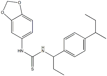 1-(1,3-benzodioxol-5-yl)-3-[1-(4-butan-2-ylphenyl)propyl]thiourea 化学構造式