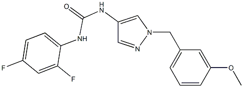 1-(2,4-difluorophenyl)-3-[1-[(3-methoxyphenyl)methyl]pyrazol-4-yl]urea Struktur