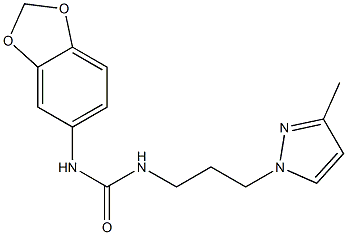 1-(1,3-benzodioxol-5-yl)-3-[3-(3-methylpyrazol-1-yl)propyl]urea 化学構造式