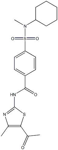N-(5-acetyl-4-methyl-1,3-thiazol-2-yl)-4-[cyclohexyl(methyl)sulfamoyl]benzamide Structure