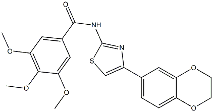 N-[4-(2,3-dihydro-1,4-benzodioxin-6-yl)-1,3-thiazol-2-yl]-3,4,5-trimethoxybenzamide 化学構造式