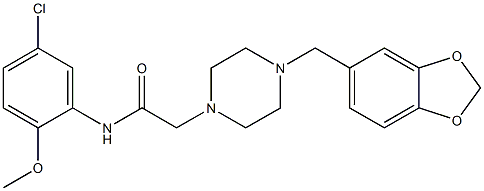 2-[4-(1,3-benzodioxol-5-ylmethyl)piperazin-1-yl]-N-(5-chloro-2-methoxyphenyl)acetamide Structure