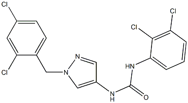 1-(2,3-dichlorophenyl)-3-[1-[(2,4-dichlorophenyl)methyl]pyrazol-4-yl]urea 化学構造式