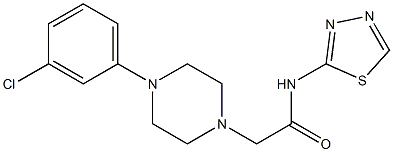 2-[4-(3-chlorophenyl)piperazin-1-yl]-N-(1,3,4-thiadiazol-2-yl)acetamide,,结构式