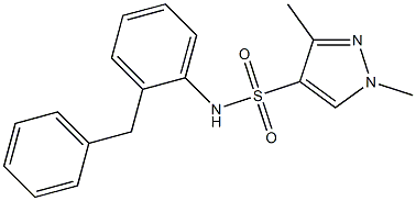 N-(2-benzylphenyl)-1,3-dimethylpyrazole-4-sulfonamide Structure