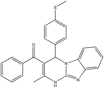 [2-methyl-4-(4-methylsulfanylphenyl)-1,4-dihydropyrimido[1,2-a]benzimidazol-3-yl]-phenylmethanone,,结构式