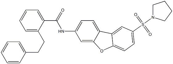 2-(2-phenylethyl)-N-(8-pyrrolidin-1-ylsulfonyldibenzofuran-3-yl)benzamide Struktur