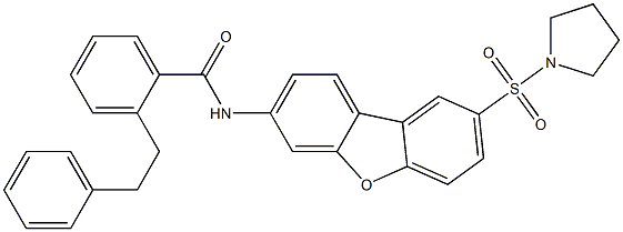 2-(2-phenylethyl)-N-(8-pyrrolidin-1-ylsulfonyldibenzofuran-3-yl)benzamide Structure