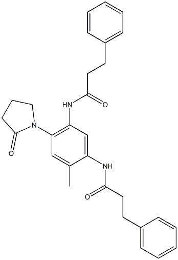 N-[2-methyl-4-(2-oxopyrrolidin-1-yl)-5-(3-phenylpropanoylamino)phenyl]-3-phenylpropanamide 化学構造式
