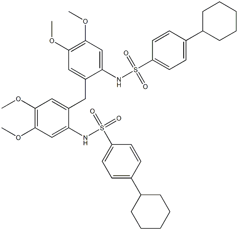 4-cyclohexyl-N-[2-[[2-[(4-cyclohexylphenyl)sulfonylamino]-4,5-dimethoxyphenyl]methyl]-4,5-dimethoxyphenyl]benzenesulfonamide 化学構造式