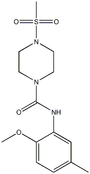 N-(2-methoxy-5-methylphenyl)-4-methylsulfonylpiperazine-1-carboxamide 化学構造式