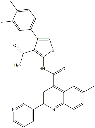 N-[3-carbamoyl-4-(3,4-dimethylphenyl)thiophen-2-yl]-6-methyl-2-pyridin-3-ylquinoline-4-carboxamide Structure