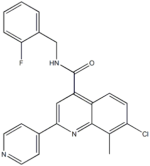 7-chloro-N-[(2-fluorophenyl)methyl]-8-methyl-2-pyridin-4-ylquinoline-4-carboxamide 化学構造式