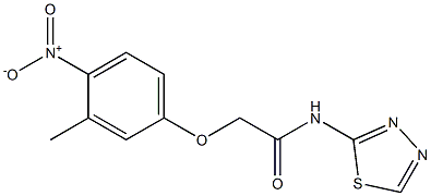 2-(3-methyl-4-nitrophenoxy)-N-(1,3,4-thiadiazol-2-yl)acetamide 化学構造式
