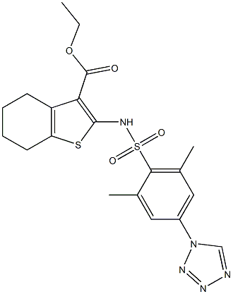 ethyl 2-[[2,6-dimethyl-4-(tetrazol-1-yl)phenyl]sulfonylamino]-4,5,6,7-tetrahydro-1-benzothiophene-3-carboxylate Structure