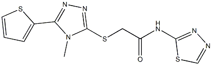 2-[(4-methyl-5-thiophen-2-yl-1,2,4-triazol-3-yl)sulfanyl]-N-(1,3,4-thiadiazol-2-yl)acetamide,,结构式