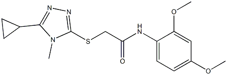 2-[(5-cyclopropyl-4-methyl-1,2,4-triazol-3-yl)sulfanyl]-N-(2,4-dimethoxyphenyl)acetamide 化学構造式