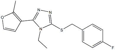 4-ethyl-3-[(4-fluorophenyl)methylsulfanyl]-5-(2-methylfuran-3-yl)-1,2,4-triazole Structure