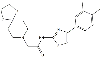 N-[4-(3,4-dimethylphenyl)-1,3-thiazol-2-yl]-2-(1,4-dioxa-8-azaspiro[4.5]decan-8-yl)acetamide 结构式