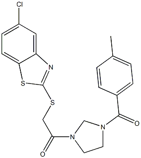 2-[(5-chloro-1,3-benzothiazol-2-yl)sulfanyl]-1-[3-(4-methylbenzoyl)imidazolidin-1-yl]ethanone Structure