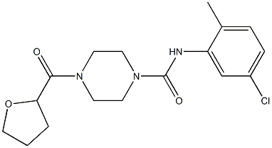 N-(5-chloro-2-methylphenyl)-4-(oxolane-2-carbonyl)piperazine-1-carboxamide,,结构式