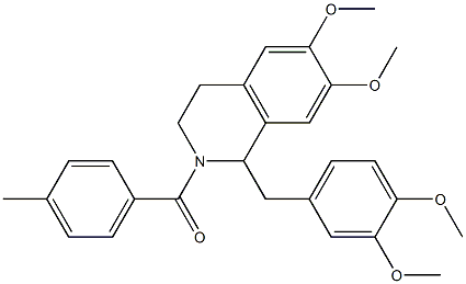 [1-[(3,4-dimethoxyphenyl)methyl]-6,7-dimethoxy-3,4-dihydro-1H-isoquinolin-2-yl]-(4-methylphenyl)methanone 化学構造式