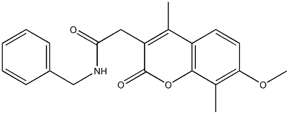 N-benzyl-2-(7-methoxy-4,8-dimethyl-2-oxochromen-3-yl)acetamide Struktur