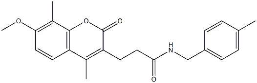 3-(7-methoxy-4,8-dimethyl-2-oxochromen-3-yl)-N-[(4-methylphenyl)methyl]propanamide Struktur