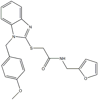N-(furan-2-ylmethyl)-2-[1-[(4-methoxyphenyl)methyl]benzimidazol-2-yl]sulfanylacetamide Structure