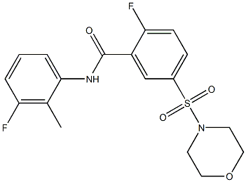 2-fluoro-N-(3-fluoro-2-methylphenyl)-5-morpholin-4-ylsulfonylbenzamide 结构式