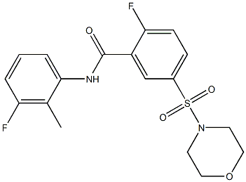 2-fluoro-N-(3-fluoro-2-methylphenyl)-5-morpholin-4-ylsulfonylbenzamide 化学構造式