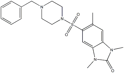 5-(4-benzylpiperazin-1-yl)sulfonyl-1,3,6-trimethylbenzimidazol-2-one Struktur