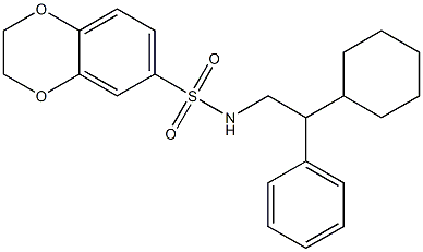 N-(2-cyclohexyl-2-phenylethyl)-2,3-dihydro-1,4-benzodioxine-6-sulfonamide Struktur