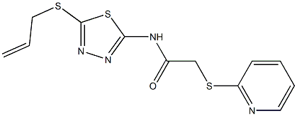 N-(5-prop-2-enylsulfanyl-1,3,4-thiadiazol-2-yl)-2-pyridin-2-ylsulfanylacetamide,,结构式