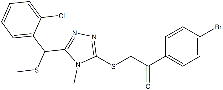 1-(4-bromophenyl)-2-[[5-[(2-chlorophenyl)methylsulfanylmethyl]-4-methyl-1,2,4-triazol-3-yl]sulfanyl]ethanone Structure