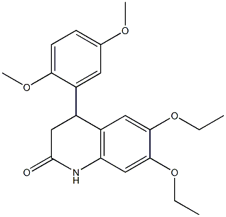 4-(2,5-dimethoxyphenyl)-6,7-diethoxy-3,4-dihydro-1H-quinolin-2-one 化学構造式