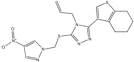 3-[(4-nitropyrazol-1-yl)methylsulfanyl]-4-prop-2-enyl-5-(4,5,6,7-tetrahydro-1-benzothiophen-3-yl)-1,2,4-triazole Structure