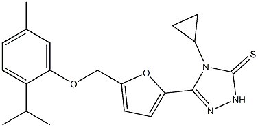 4-cyclopropyl-3-[5-[(5-methyl-2-propan-2-ylphenoxy)methyl]furan-2-yl]-1H-1,2,4-triazole-5-thione 化学構造式