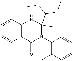 2-(dimethoxymethyl)-3-(2,6-dimethylphenyl)-2-methyl-1H-quinazolin-4-one 化学構造式