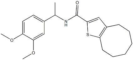 N-[1-(3,4-dimethoxyphenyl)ethyl]-4,5,6,7,8,9-hexahydrocycloocta[b]thiophene-2-carboxamide 化学構造式