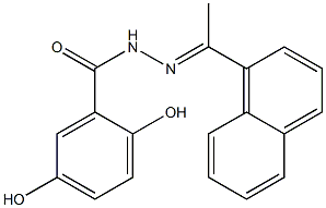 2,5-dihydroxy-N-[(E)-1-naphthalen-1-ylethylideneamino]benzamide,,结构式