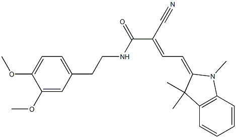 (E,4E)-2-cyano-N-[2-(3,4-dimethoxyphenyl)ethyl]-4-(1,3,3-trimethylindol-2-ylidene)but-2-enamide Structure