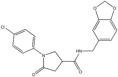 N-(1,3-benzodioxol-5-ylmethyl)-1-(4-chlorophenyl)-5-oxopyrrolidine-3-carboxamide Struktur